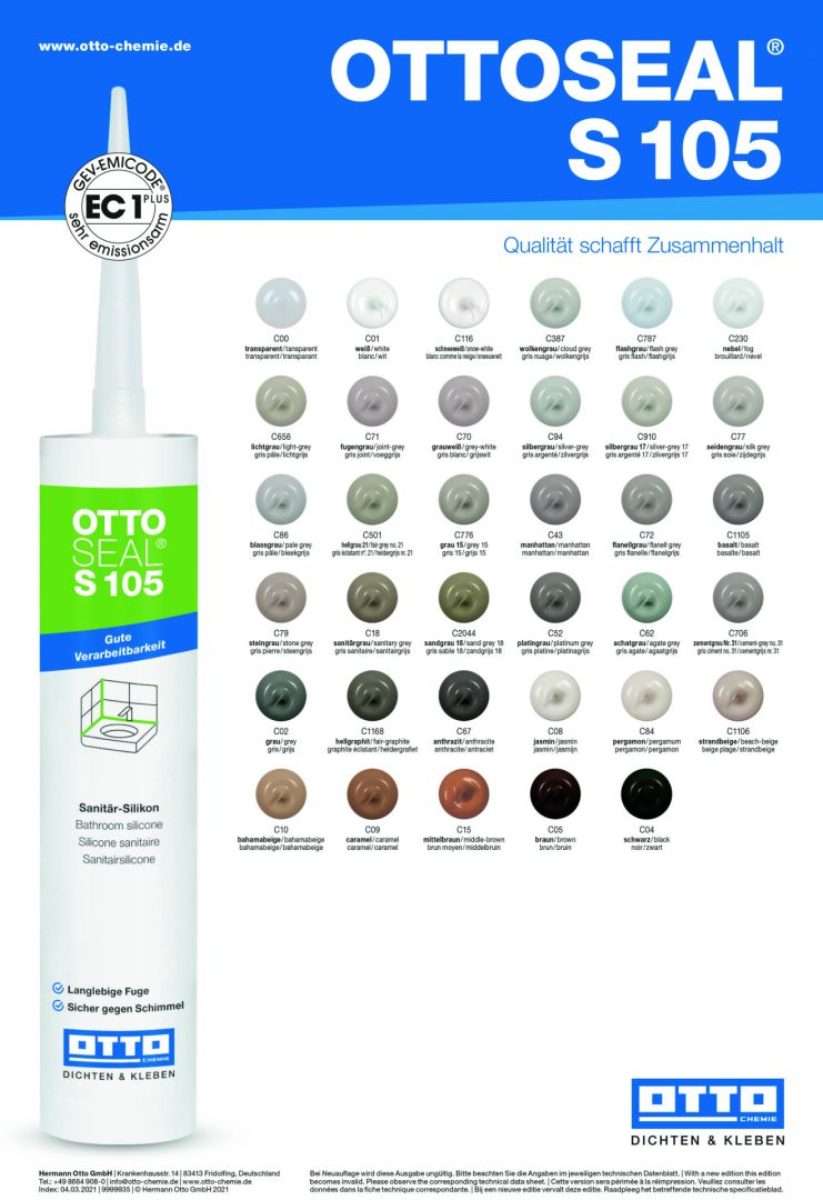 Sanitetssilikone Ottoseal S105