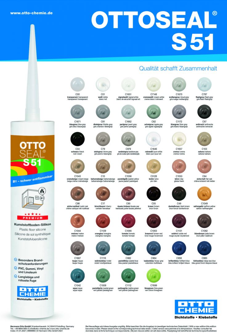 Ottoseal S51 - linoleum, vinyl, gummi og PVC Gulvsilikone